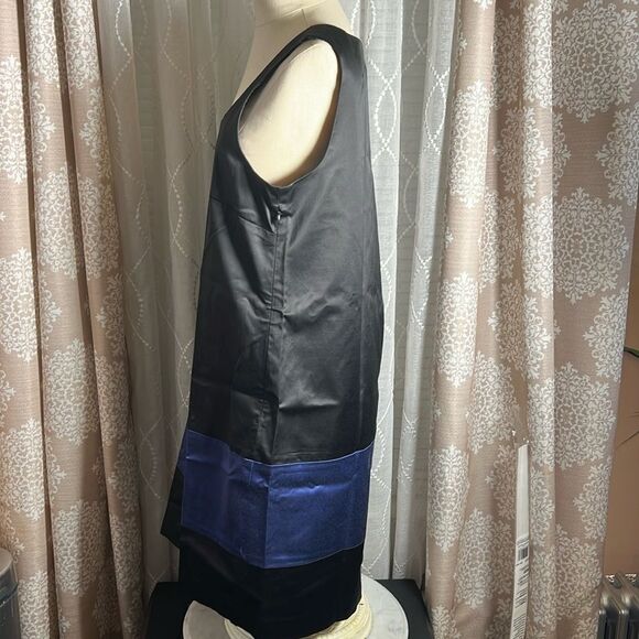 Theory Color Block Sleeveless Satin Shift Dress Size 12 - Picture 2 of 6